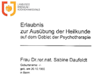 Zertifikat Heilerlaubnis als Heilpraktikerin f&uuml;r Psychotherapie
